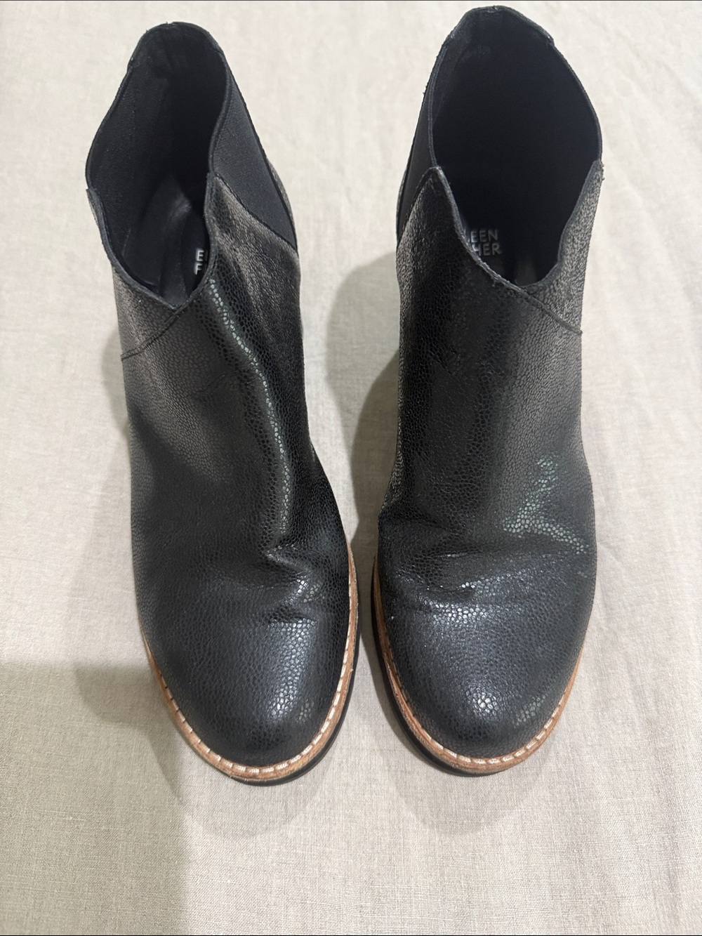 Eileen Fisher Black Wedge Ankle Boots